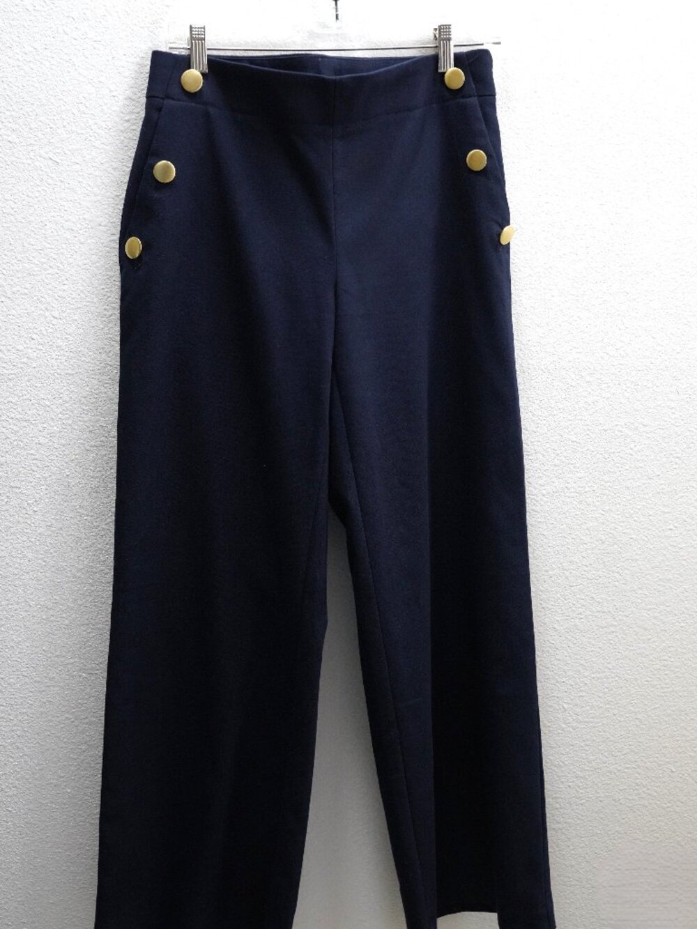 ANN TAYLOR Loft Navy Blue Curvy Fit High Waist Trouser Sailor Pants size 6 - Picture 2 of 8